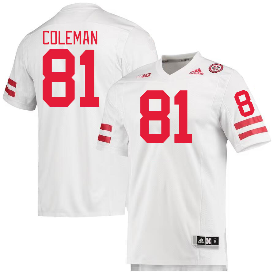 Men #81 Malachi Coleman Nebraska Cornhuskers College Football Jerseys Stitched Sale-White